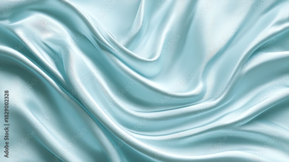 Fototapeta premium Elegant light blue silk fabric texture with soft folds for luxurious designs and backgrounds, adding a touch of sophistication and serenity to any project