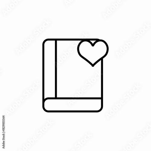 favourite book heart icon sign vector