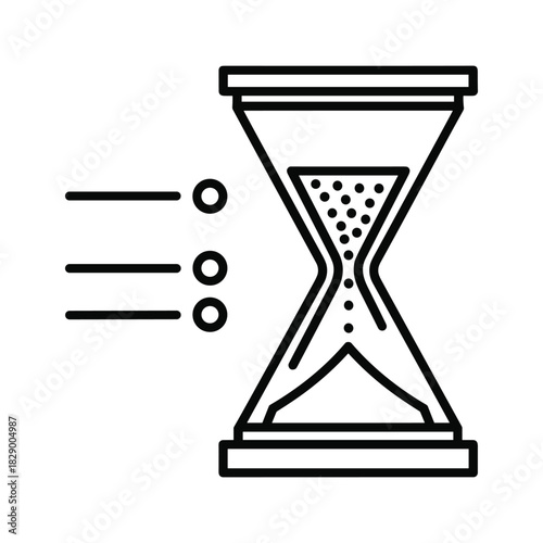 Hourglass with falling sand and bullet points representing time management