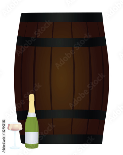 Old wooden barrel. vector illustration	
