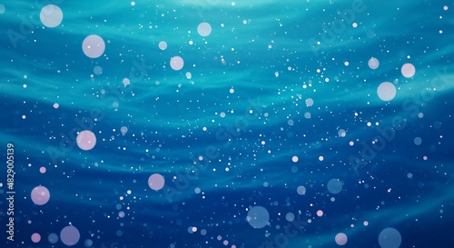 Fototapeta Naklejka Na Ścianę i Meble -  Underwater abstract background with bubbles and light in a deep blue