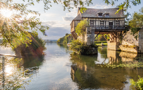 Romantic old mill above the Seine in Vernon - France
