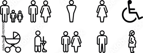 Universal Icons for Family, Accessibility, and Caregiving Keywords: icon, symbol, person, people, family, man, woman, child