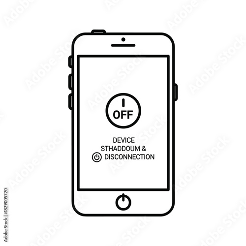 Smartphone showing an off sign and disconnection message, perfect for illustrating digital detox, downtime, and disconnecting from social media