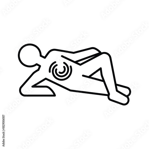 Outline icon of a person experiencing abdominal pain or stomach ache