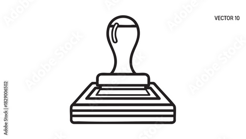 Outline icon of a rubber hand stamp, a symbol for official approval, document certification, and business validation on a white background