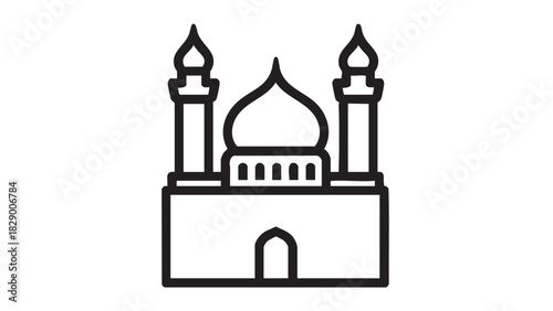 Iconic illustration of a mosque, symbolizing Islamic architecture and religious devotion