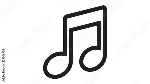 Musical Note Icon Simple Black Outline for Music, Melody, and Sound Design Elements
