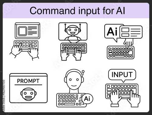Conceptual diagram with command input for artificial intelligence featuring structured data with clear labels on a simple background for educational purposes