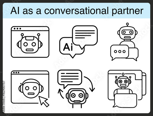 Artificial intelligence depicted as a conversational partner with speech bubble on a transparent background for communication and technology concepts