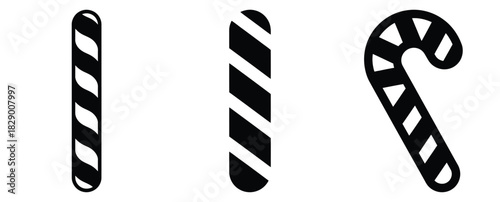 christmas stick candy silhouette icon set. christmas silhouette icons collection with solid styles.