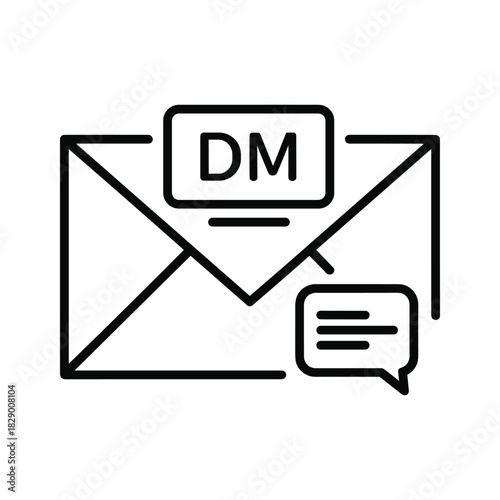 Need to send a DM? Simple direct message icon perfect for social media marketing and digital communication campaigns now, connecting with your target audience