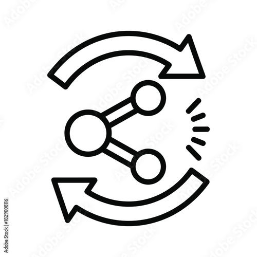 Share ideas and collaborate with a modern social media icon, perfect for teamwork and communication in the digital age with a dynamic workflow