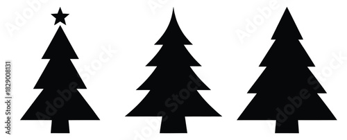 christmas tree topper silhouette icon set. christmas silhouette icons collection with solid styles.