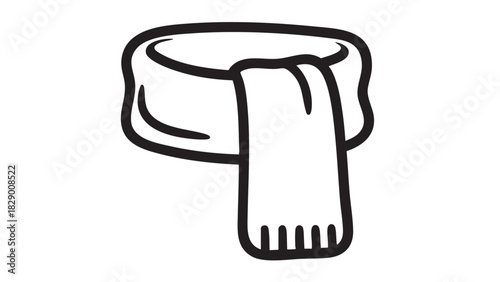 Simple Line Art Icon of a Warm Scarf for Winter Clothing and Accessories