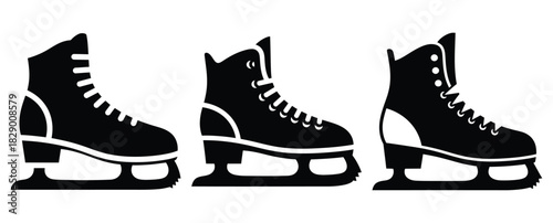 ice skate silhouette icon set. christmas silhouette icons collection with solid styles.