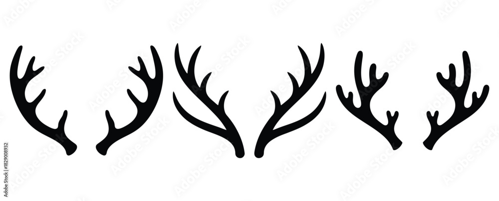 Obraz premium reindeer antlers silhouette icon set. christmas silhouette icons collection with solid styles.