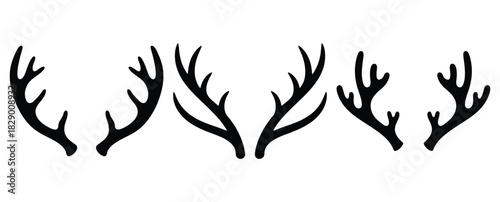 reindeer antlers silhouette icon set. christmas silhouette icons collection with solid styles.