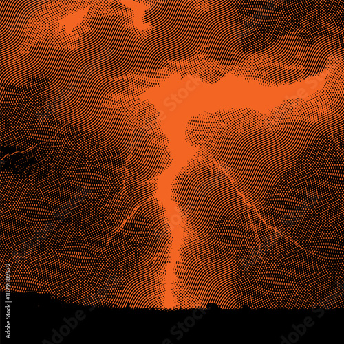 Thunder, vector background graphic, halftone thunder background.