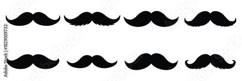 Mustache silhouette icon pack, Beard style mustache collection, Classic mustache shape symbols