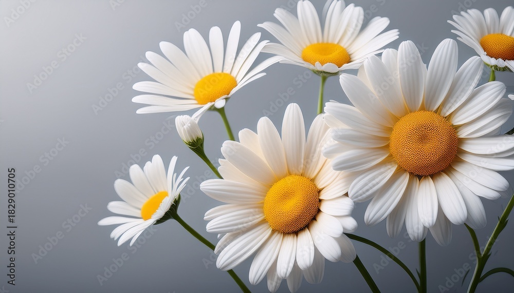 Obraz premium Delicate Daisy Illustrations With Cheerful Yellow Centers Set Against A Clean Background