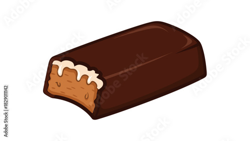 Sweet chocolate marshmallow bar tempting treat snack food indulgence vector graphic icon