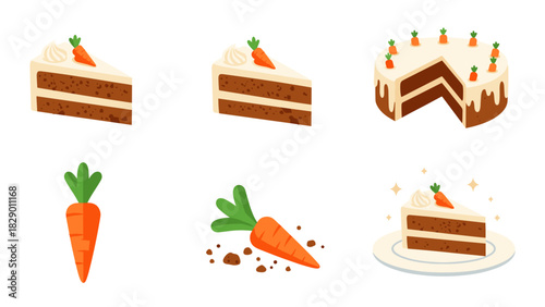 Delectable carrot cake slices and whole cake, perfect for menus and food promotions