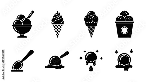 Sweet ice cream treats vector set for menu designs, food blogs, and summer promotions