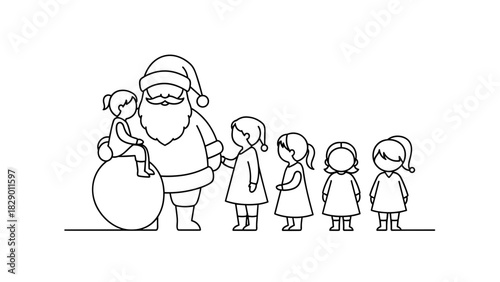 Santa Claus and Children Waiting