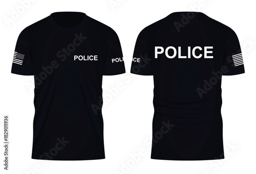 Police short sleeve t shirt. vector illustration