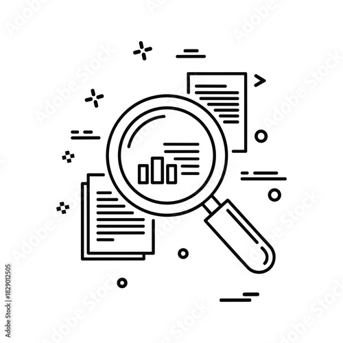 Analyze business data with a dynamic magnifying glass to reveal key insights and boost your marketing strategy, perfect for data-driven decisions