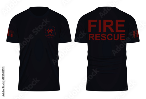 Fire fighter short sleeve t shirt. vector illustration