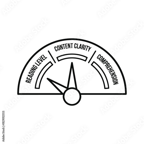Evaluate reading level comprehension with a content clarity gauge for educational success and improved understanding in black and white design