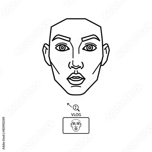 Striking face outline for beauty vloggers and skincare tutorials, an engaging graphic for modern lifestyle and wellness content creation