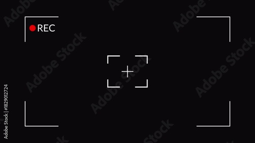 Video camera frame recorder screen overlay on a transparent background, Recording camera screen interface , Camera recording screen overlay with alpha channel in 4k.