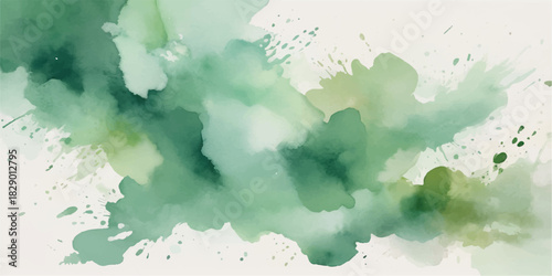 Abstract watercolor hand-painted background texture with blue sky, clouds, and vintage paper design