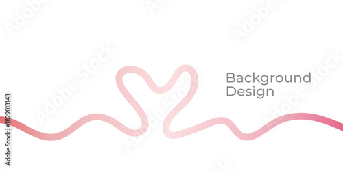 Continuous Line Heart Shape Background with Soft Color Gradient Elements