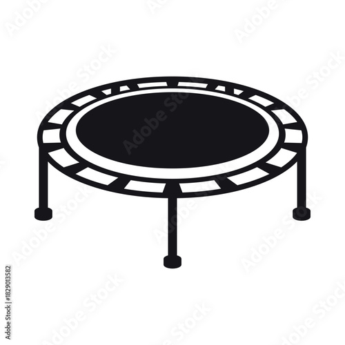 Round trampoline icon in a simple vector style for recreational activities and sports designs