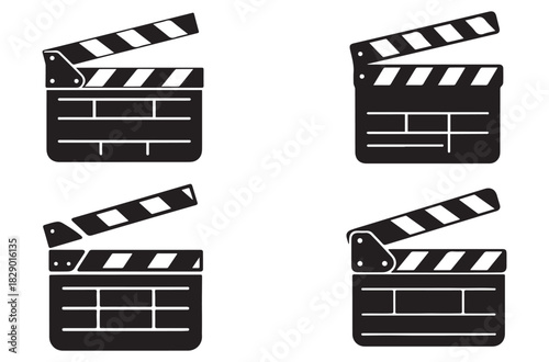 Film Clapperboard Silhouette Vector Illustration, Realistic Movie, Cinema and Film making Icon Design