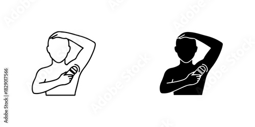 Illustration of a person applying rollon deodorant to their armpit as part of a daily hygiene routine
