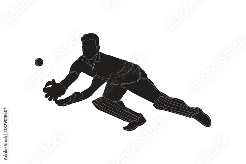 Cricket player line art drawing illustrations, sketch of a cricket player, The set of cricket player silhouette, Doodle sketch drawing clip art of cricketer, Cricket action pose line art championship.