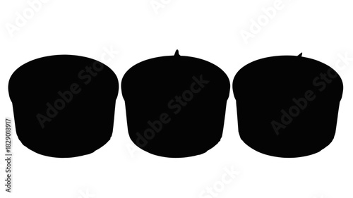 Three simple mango shapes lined up for graphic design or creative projects with easy customization options