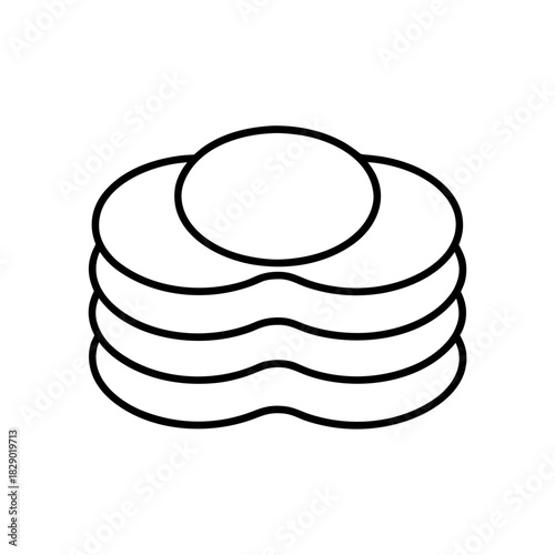 Illustration of a stack of pancakes with butter on top on transparent background silhouette