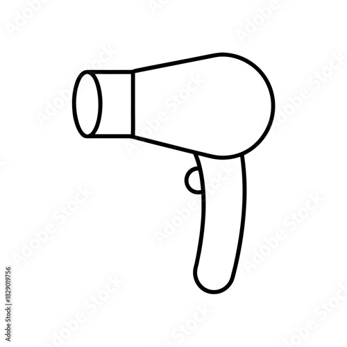 Outline drawing of a hair dryer on a white background on transparent background silhouette
