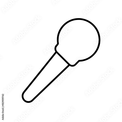 Simple outline drawing of a microphone on white background on transparent background silhouette