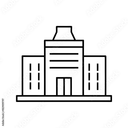 Illustration of a building with a unique structure on transparent background silhouette