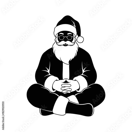 Peaceful Meditative Vector Silhouette of Santa Claus Offering a Peaceful Grounded Silent Blessing