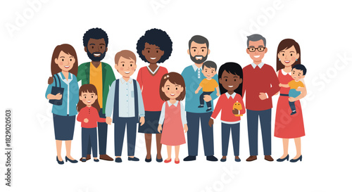 Diverse multi-generational family portrait with children and adults