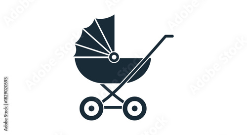 Minimalist baby carriage icon for parenting and nursery themes