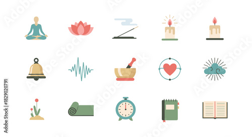 Minimalist icons for meditation and wellness practices
